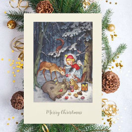 Vintager Engel in der Waldweihnachtszeit Feiertagskarte