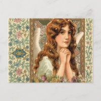 Vintager Engel mit Blume