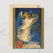 Vintager Engel mit Harfe Postkarte (Vorne/Hinten)