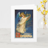 Vintager Engel mit Harfengrüße Karte (Gelbe Blume)