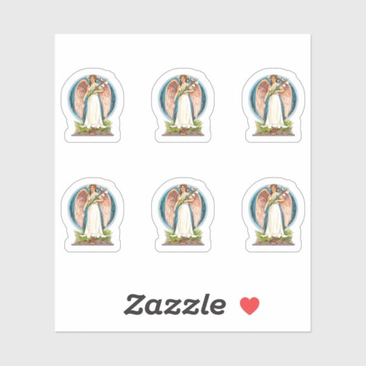 Vintager Engel mit Lilien Aufkleber (Blatt)