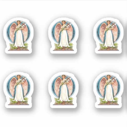 Vintager Engel mit Lilien Aufkleber (Vorderseite)