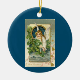 Vintager Engel mit Meldung Keramik Ornament