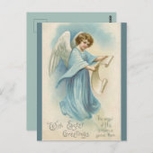 Vintager Engel mit Scroll Ostergrüße Postkarte (Vorne/Hinten)