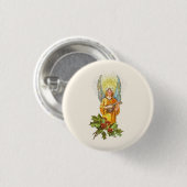 Vintager Engel mit Stechpalme und Mandoline Button (Vorne & Hinten)