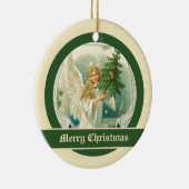 Vintager Engel mit Weihnachtsbaumschmuck Keramik Ornament (Rechts)