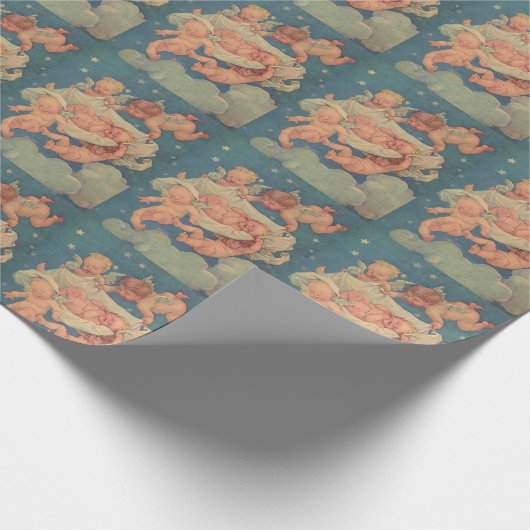 Vintager Engel und Baby Geschenkpapier (Ecke)