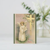 Vintager Engel und Kreuzosterwunsch Postkarte (Stehend Vorderseite)