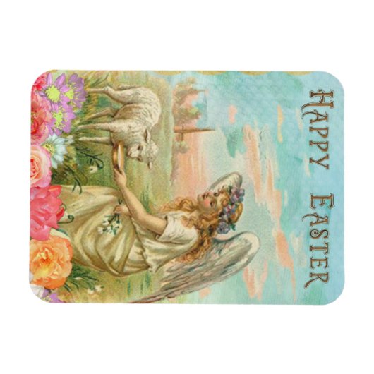 Vintager Engel und Lamm Magnet (Horizontal)