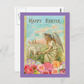 Vintager Engel und Lamm Postkarte (Vorne/Hinten)