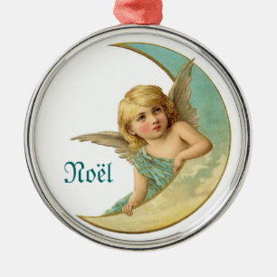 Vintager Engel und Mond Weihnachten Weihnachtsschm Ornament Aus Metall
