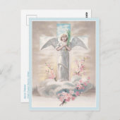 Vintager Engel und Osterkreuz Postkarte (Vorne/Hinten)