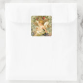 Vintager Engel und Sterne Weihnachtsaufkleber Quadratischer Aufkleber (Tasche)