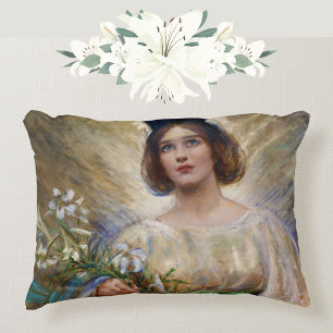 Vintager Engel und weiße Lilien Kunstakzent Kissen