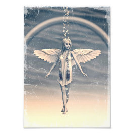 Vintager Engel unter dem Regenbogen Fotodruck