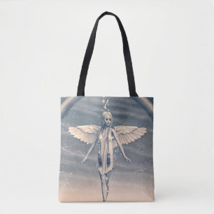 Vintager Engel unter dem Regenbogen Tasche