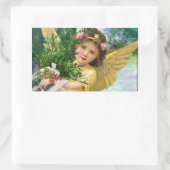 Vintager Engel zu Weihnachten im Schnee Rechteckiger Aufkleber (Tasche)