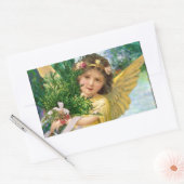 Vintager Engel zu Weihnachten im Schnee Rechteckiger Aufkleber (Umschlag)