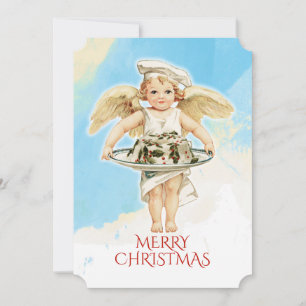 Vintager Engelsmuschel Koch Weihnachtskuchen Feiertagskarte