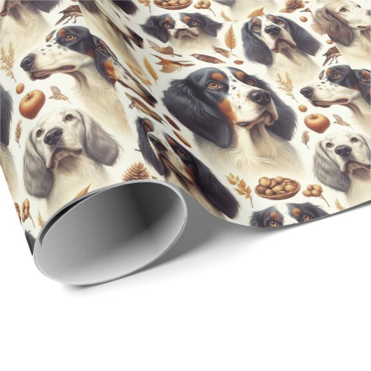 Vintager englischer Setter nahtlos Geschenkpapier (Rolleneckpunkt)