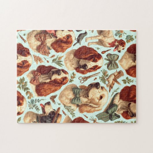 Vintager englischer Setter nahtlos Puzzle (Horizontal)