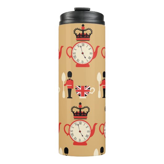 Vintager englischer Tee: nahtloses Muster. Thermosbecher (Vorderseite)