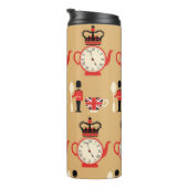 Vintager englischer Tee: nahtloses Muster. Thermosbecher (Nach rechts gedreht)