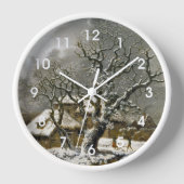Vintager englischer Winter Landschaftsdruck Uhr (Vorderseite)