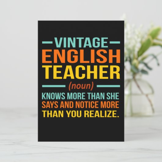 Vintager Englischlehrer - Definition Dankeskarte (Stehend Vorderseite)