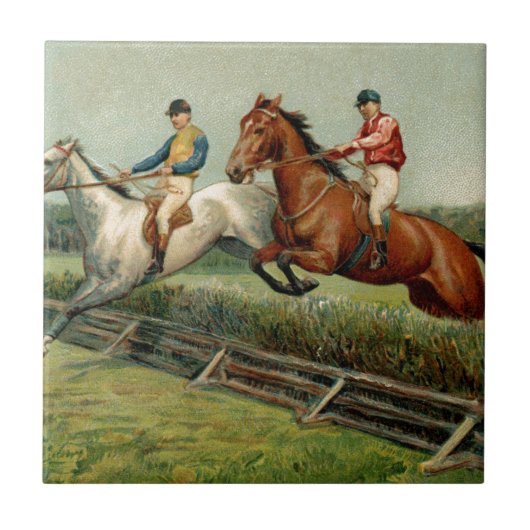 Vintager Entwurf des Pferderennens Fliese (Vorderseite)