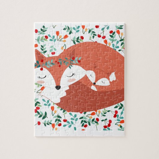 Vintager entzückender niedlicher Mutterfuchswolf Puzzle (Vertikal)