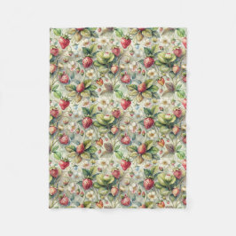 Vintager Erdbeergarten Botanische Wasserfarbe Fleecedecke