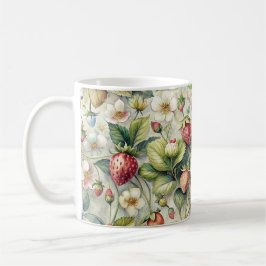 Vintager Erdbeergarten Botanische Wasserfarbe Kaffeetasse