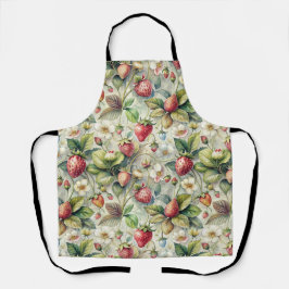 Vintager Erdbeergarten Botanische Wasserfarbe Schürze