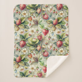 Vintager Erdbeergarten Botanische Wasserfarbe Sherpadecke