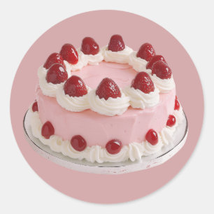Vintager Erdbeerkuchen Runder Aufkleber