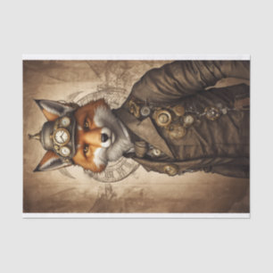 Vintager ernsthafter Blick auf Steampunk Fox Seidenpapier