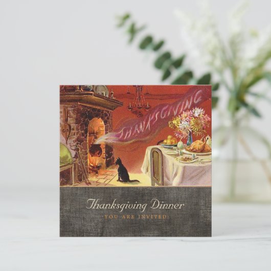 Vintager Erntedank Abendessen Einladung (Stehend Vorderseite)