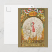 Vintager Erntedank begrüßt Truthahn Postkarte (Vorne/Hinten)
