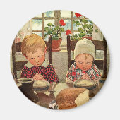 Vintager Erntedank, dankbare Kinder Magnet (Vorne)