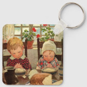 Vintager Erntedank, dankbare Kinder Schlüsselanhänger (Rückseite)