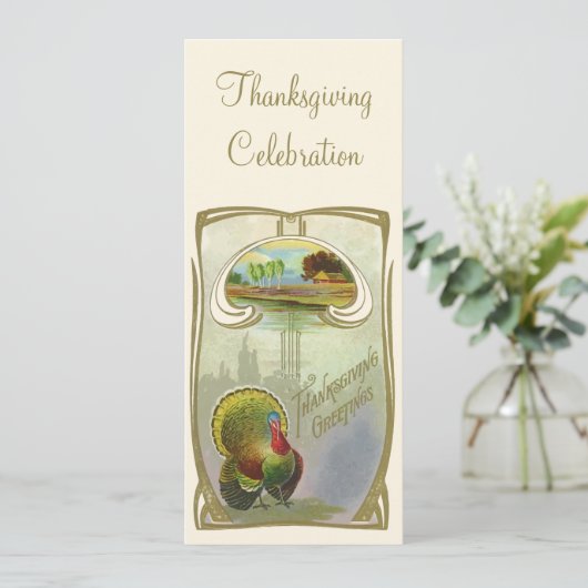 Vintager Erntedank Einladung (Stehend Vorderseite)