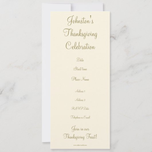 Vintager Erntedank Einladung (Rückseite)