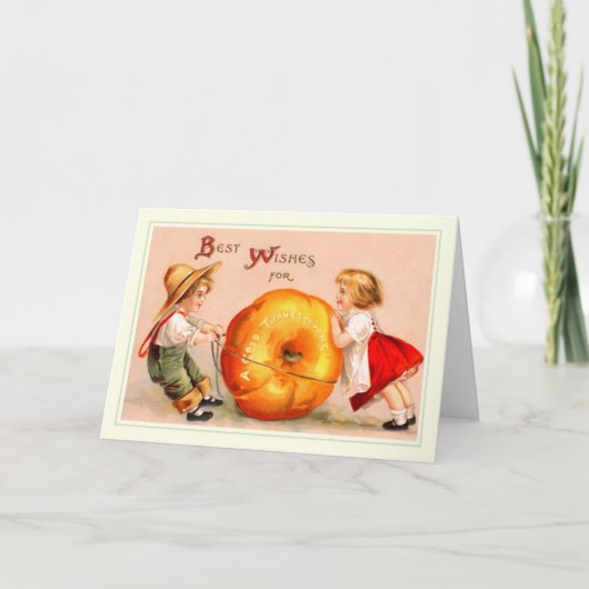 Vintager Erntedank Feiertagskarte (Vorderseite)