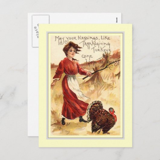 Vintager Erntedank Feiertagspostkarte (Vorne/Hinten)