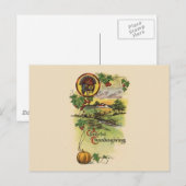 Vintager Erntedank Feiertagspostkarte (Vorne/Hinten)