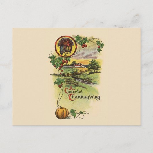 Vintager Erntedank Feiertagspostkarte (Vorderseite)
