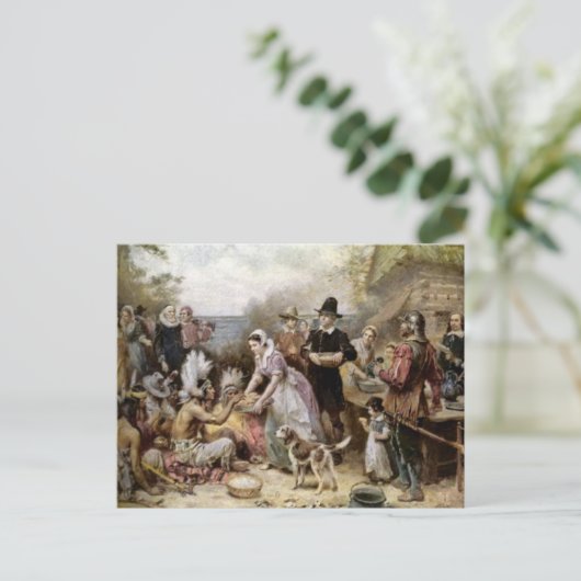 Vintager Erntedank Feiertagspostkarte (Stehend Vorderseite)