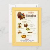 Vintager Erntedank Feiertagspostkarte (Vorne/Hinten)