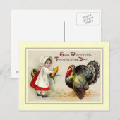 Vintager Erntedank Feiertagspostkarte (Vorne/Hinten)